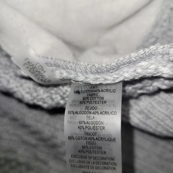 NWT Karl Lagerfeld Gray Hooded Sweater Jacket with Patches Size M - Picture 9 of 10